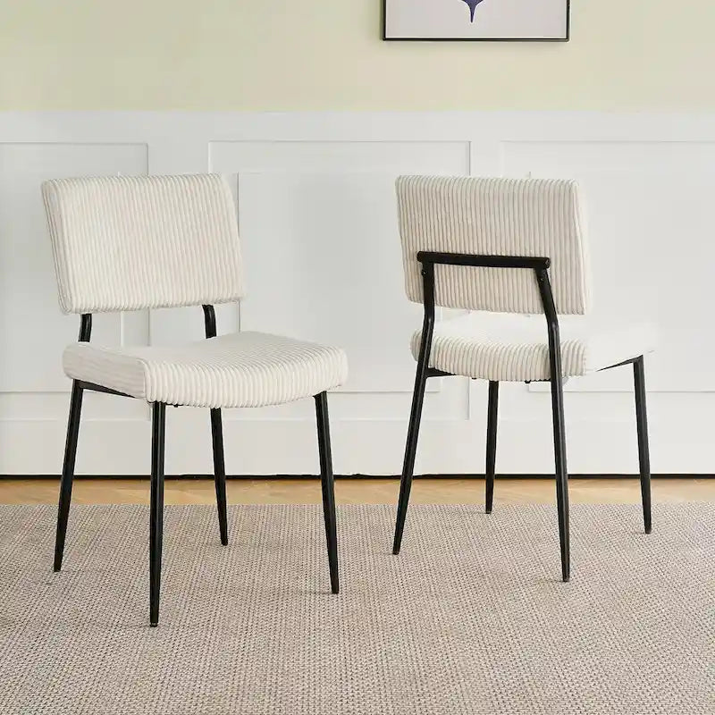 Modern Velvet Dining Chairs with Black Metal Legs, 2-Pack