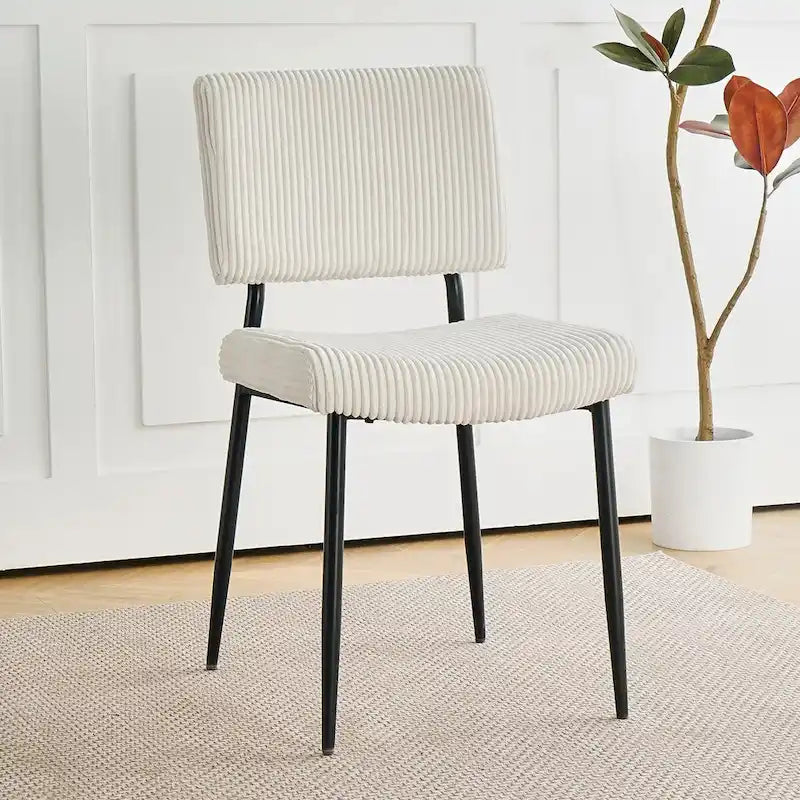 Modern Velvet Dining Chairs with Black Metal Legs, 2-Pack