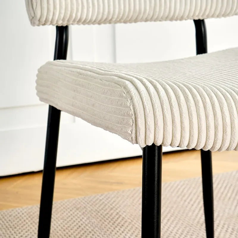Modern Velvet Dining Chairs with Black Metal Legs, 2-Pack